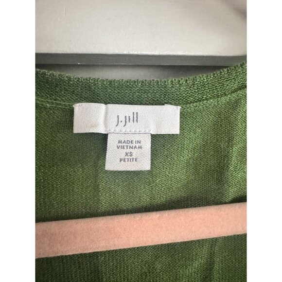 J. JILL V NECK GREEN LIGHTWEIGHT SWEATER DRESS SZ XS PETITE - Picture 2 of 3
